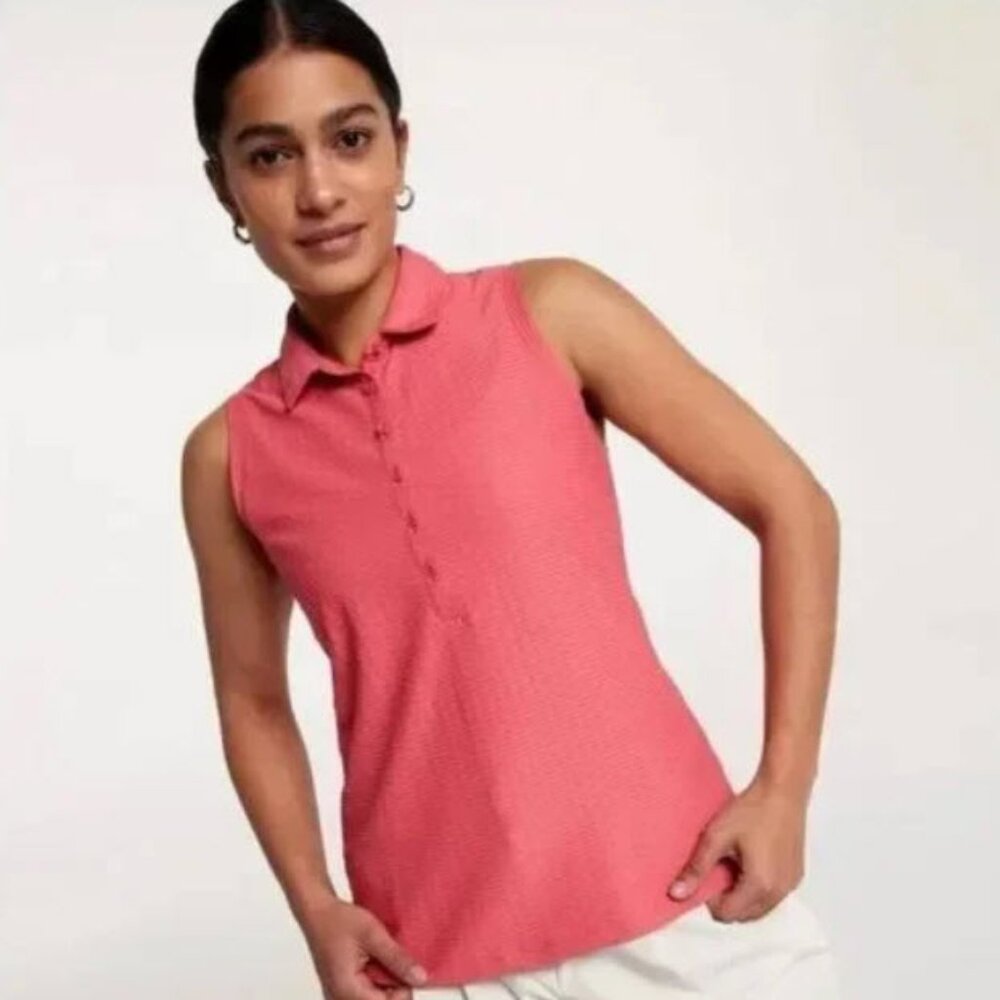 NWT CALIA Women's Renew Sleeveless Golf Polo in Guava Pink
